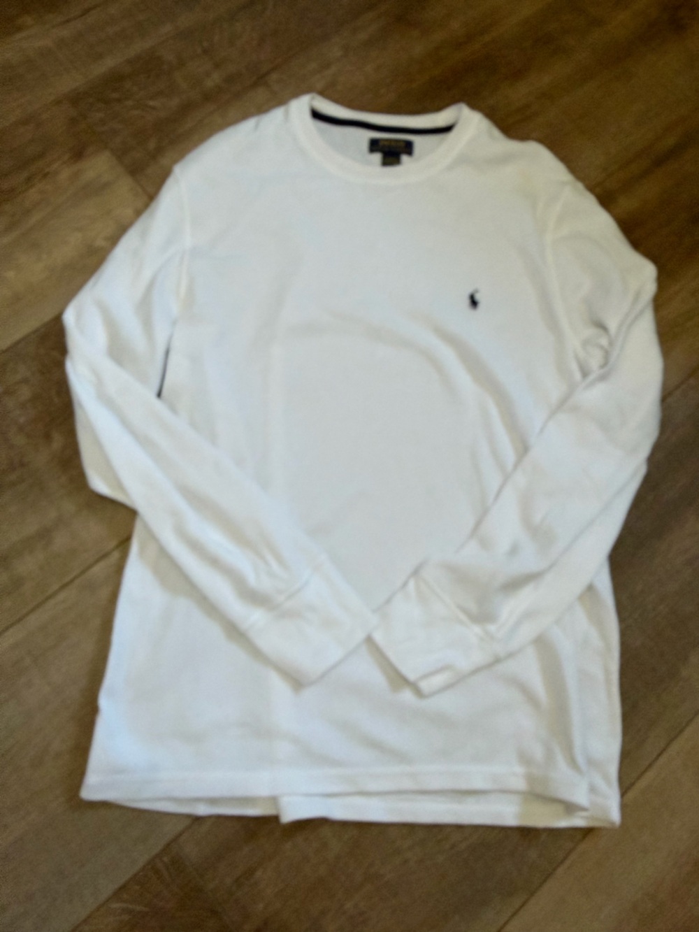 Ralph Lauren White Long-Sleeve Polo with Navy Pony